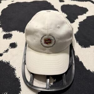 Vintage 90s La Mode Cadillac Cars Designer Hat Cap USA Made White OSFA